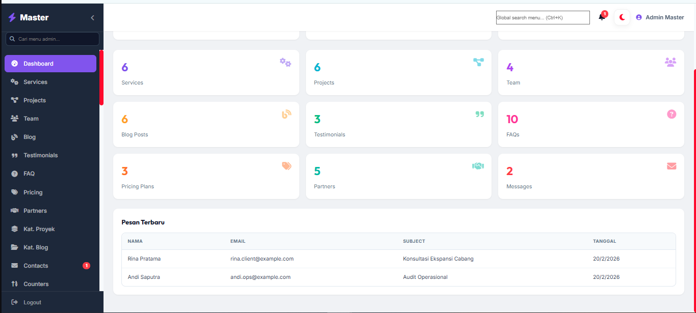 Consultant Dashboard Platform - E-Learning, Konsultasi & Rental Buku