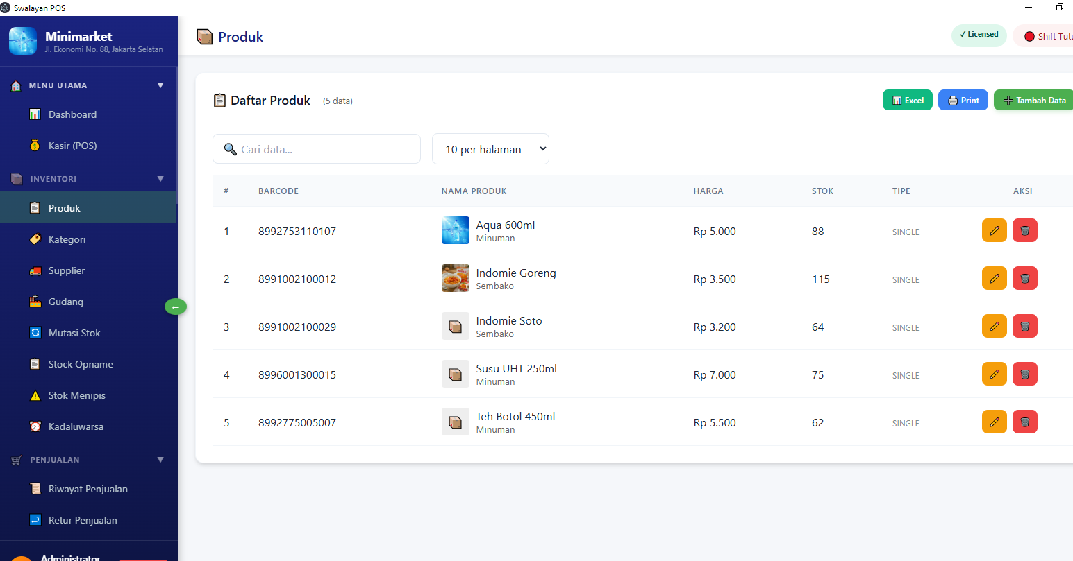 Kasir Minimarket POS - Swalayan